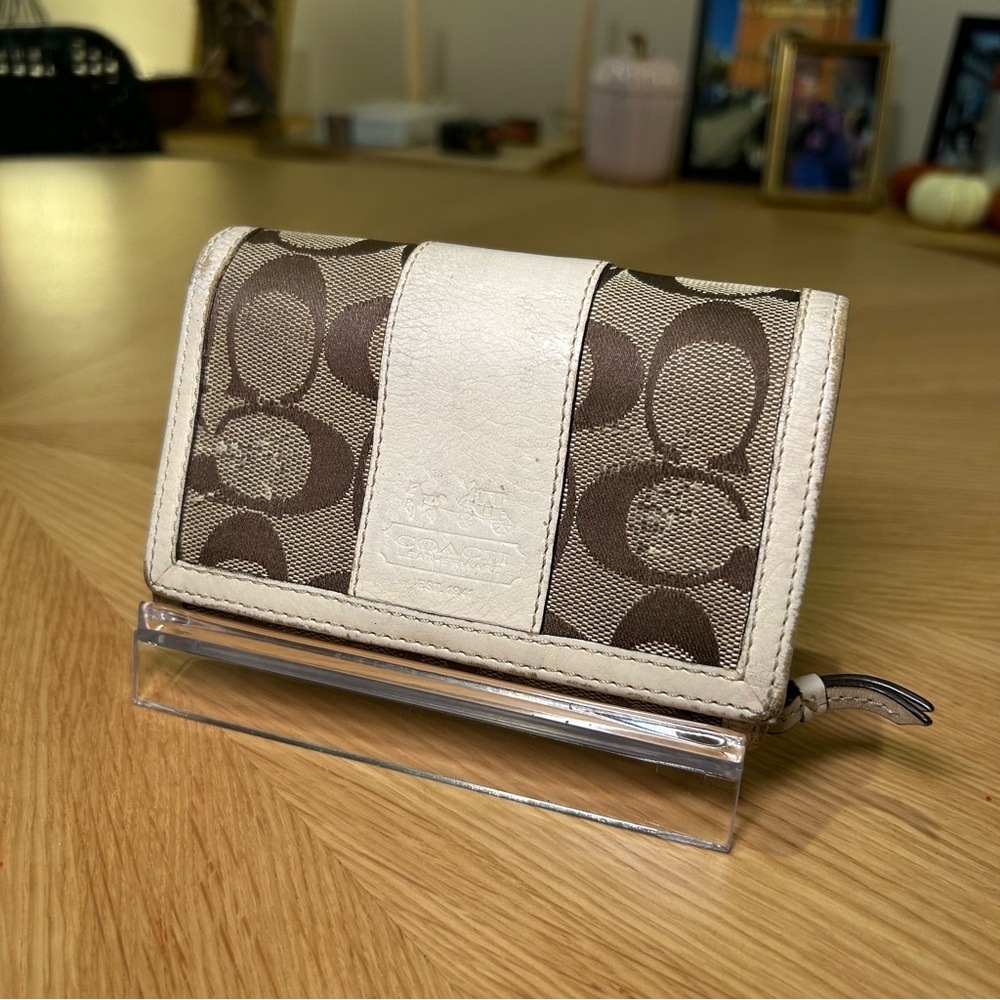 Coach Signature Canvas Trifold Wallet